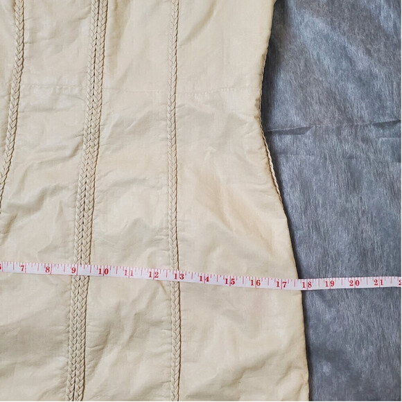 Max Studio Faux Leather Sleeveless Dress Size Small Medium Tan V-Neck - Picture 11 of 12